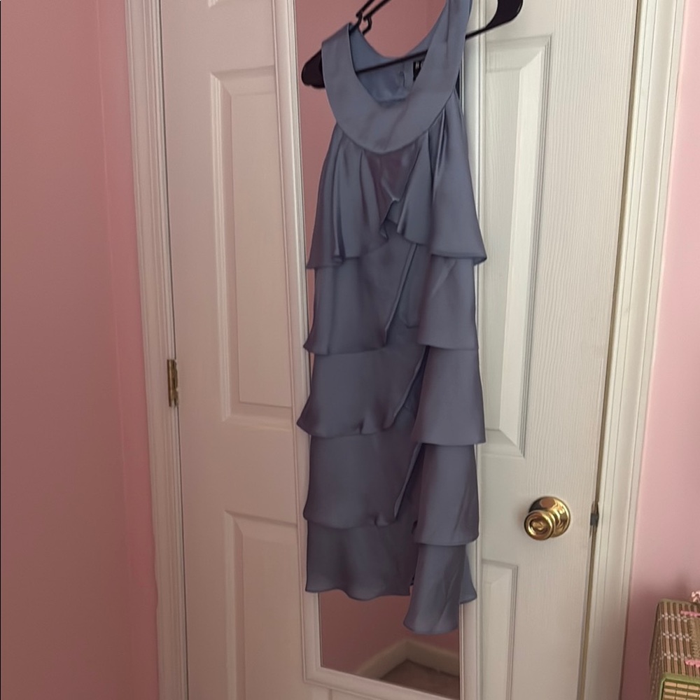 BCBG Blue Sleeveless Cowl Neck Cocktail Dress